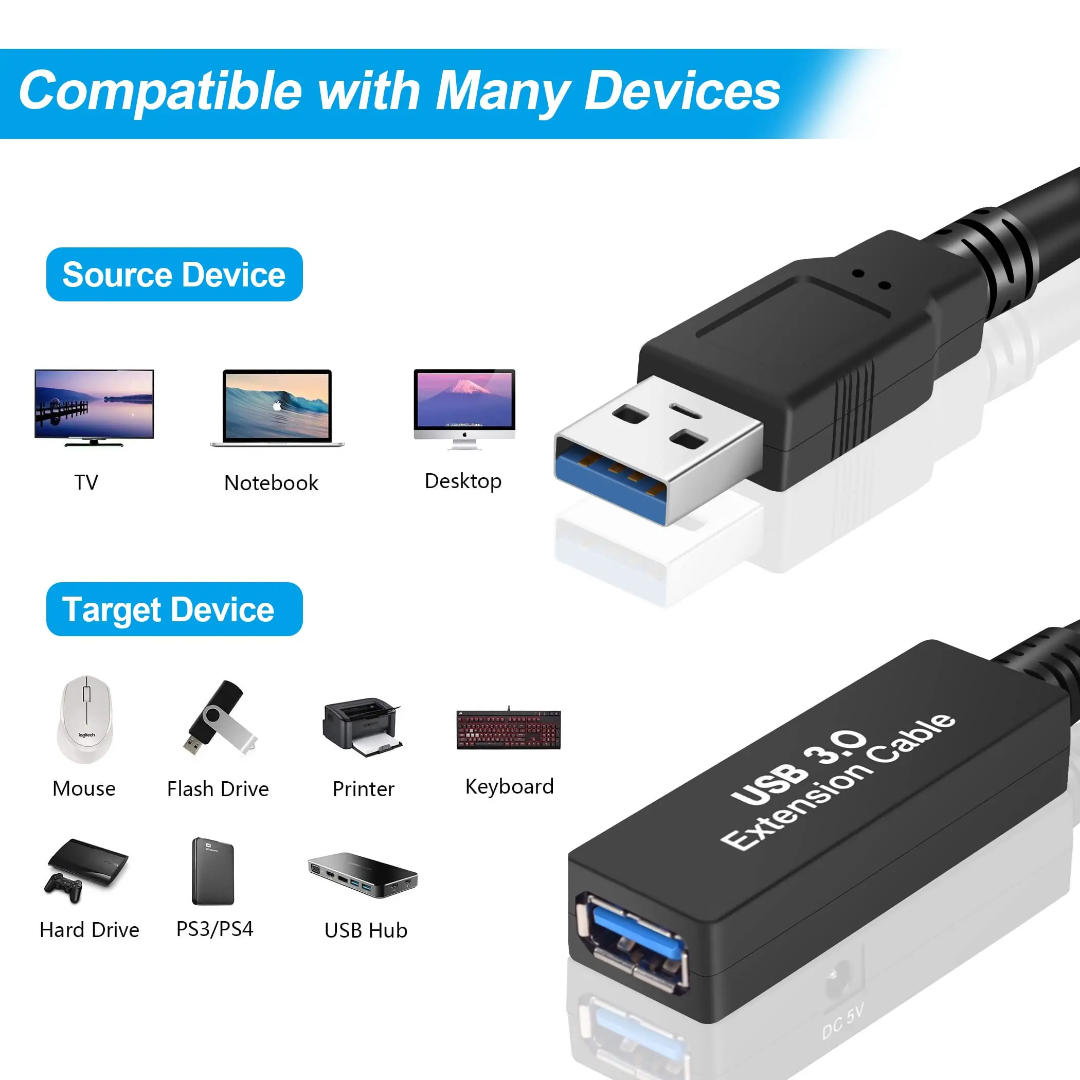 كيبل تطويل USB3.0 EXTENSION  With IC Ppwer